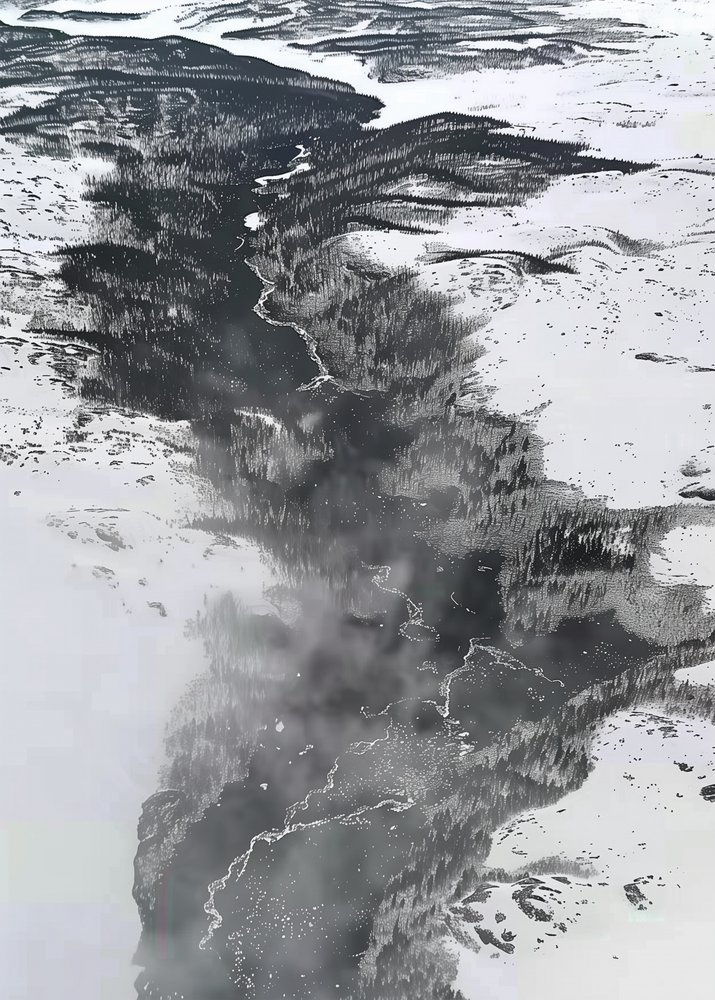 De kronkelende Winter River door May Hilma