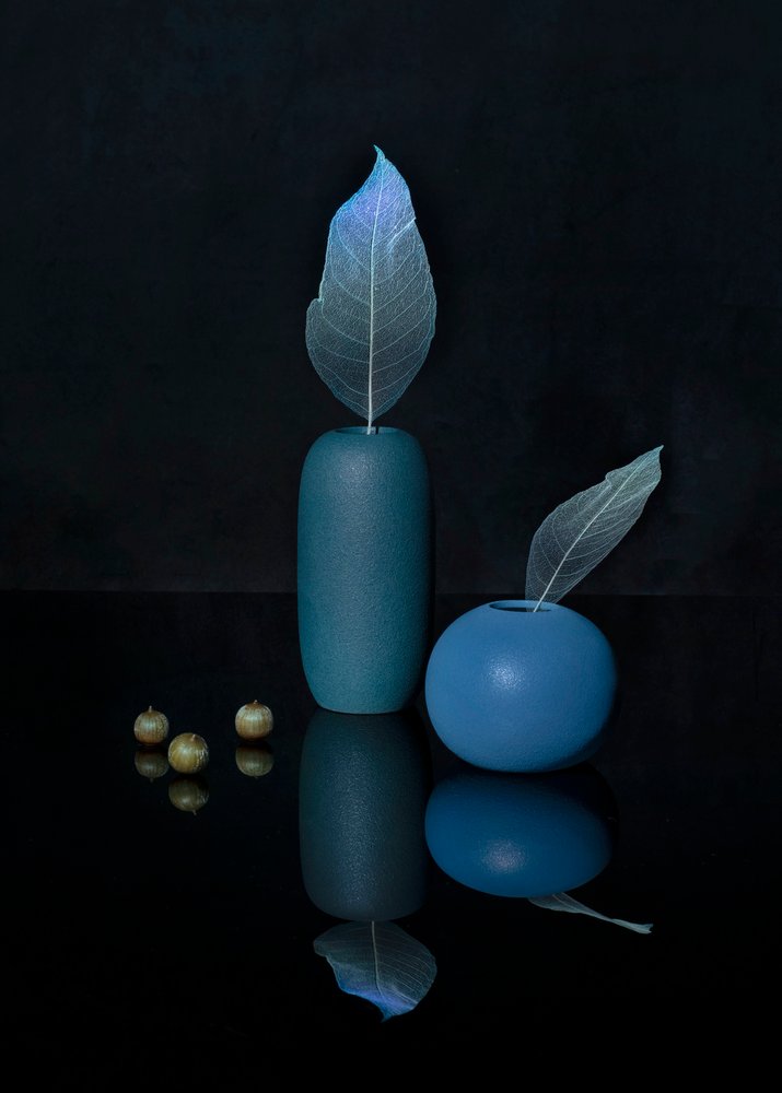 Elegant blauw stilleven door Ming Chen