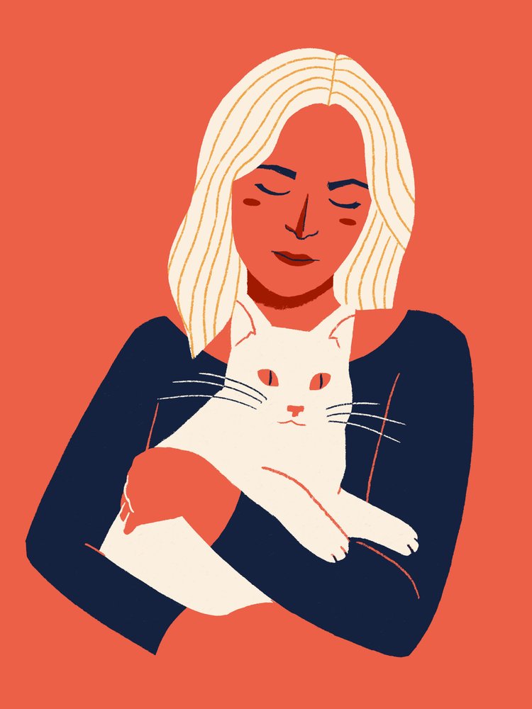 Gezellige vrouw en kat door Monika Gregulska