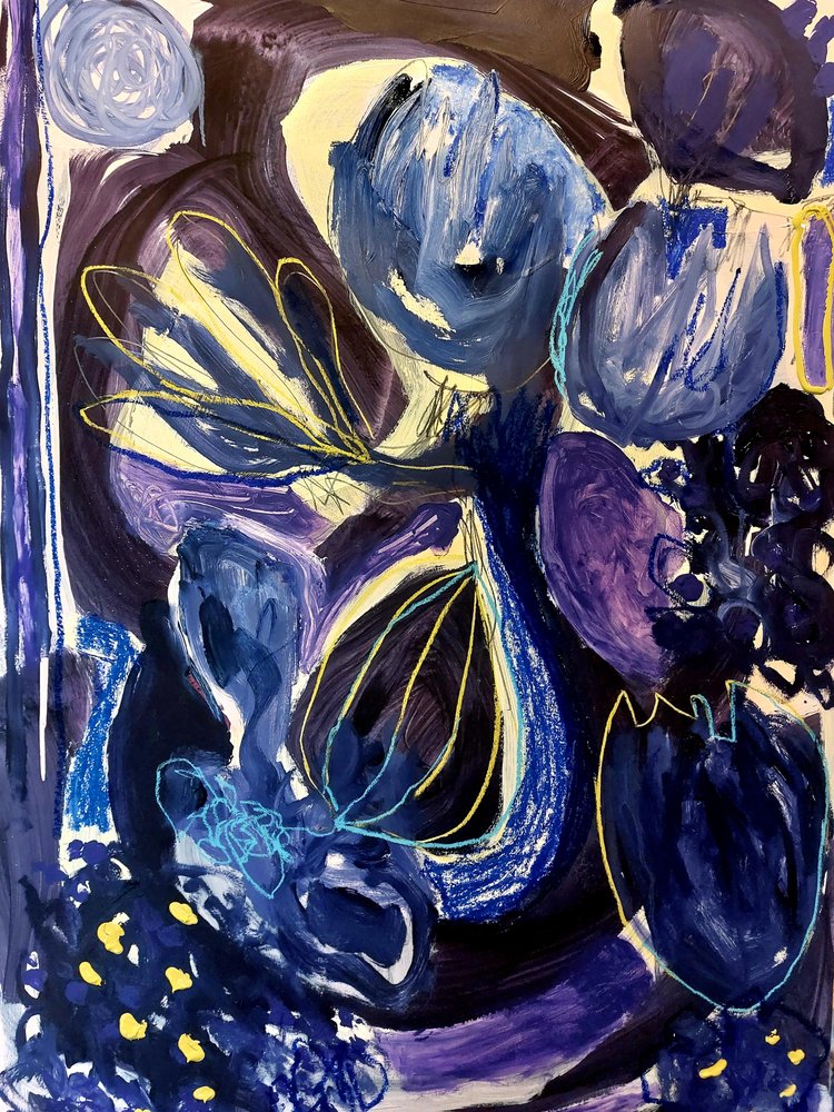 Blauwpaarse bloemen door Monika Riethmueller