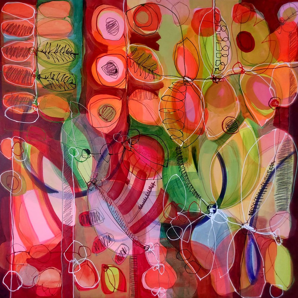 Kleurrijke abstracte plantenmotieven door Monika Riethmueller