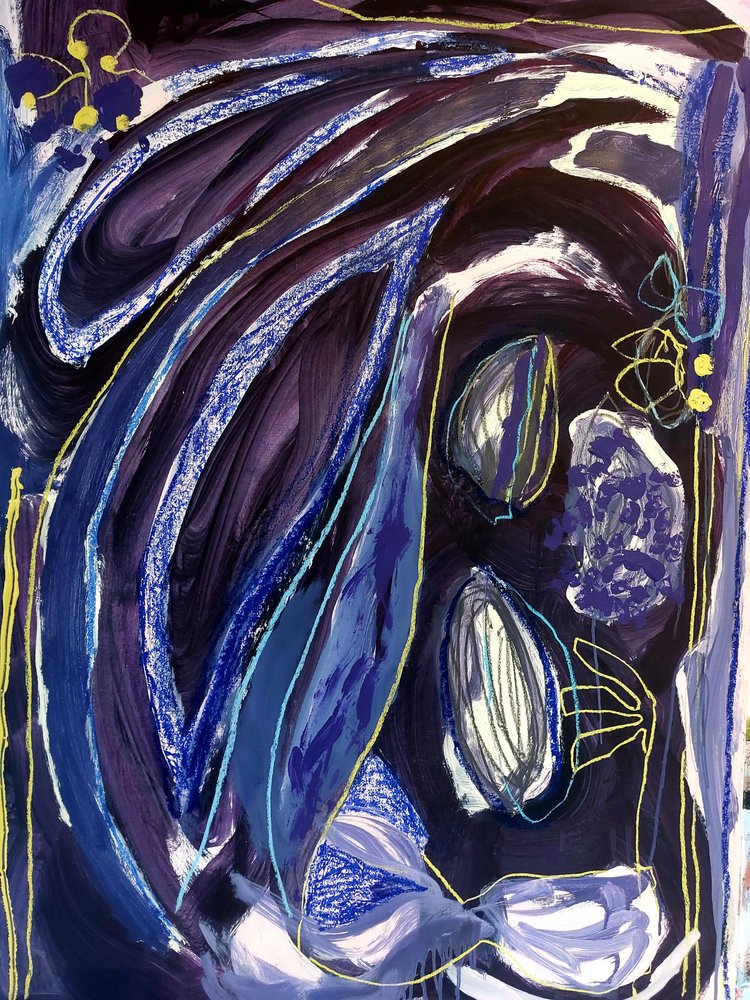 Diepblauwe abstractie door Monika Riethmueller