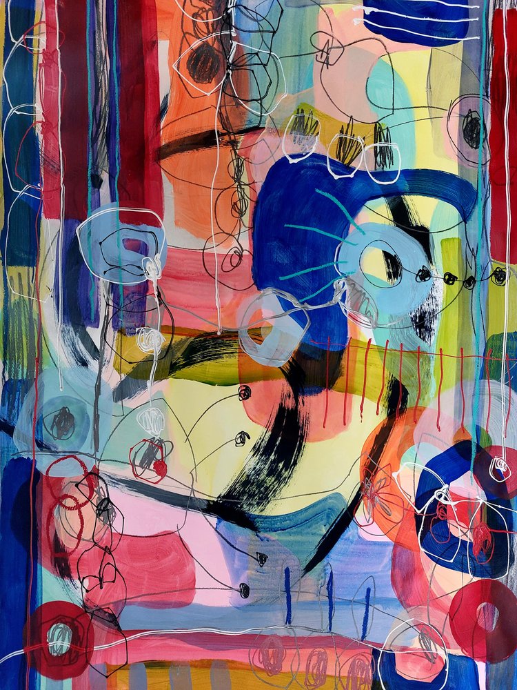 Levendige abstracte compositie door Monika Riethmueller
