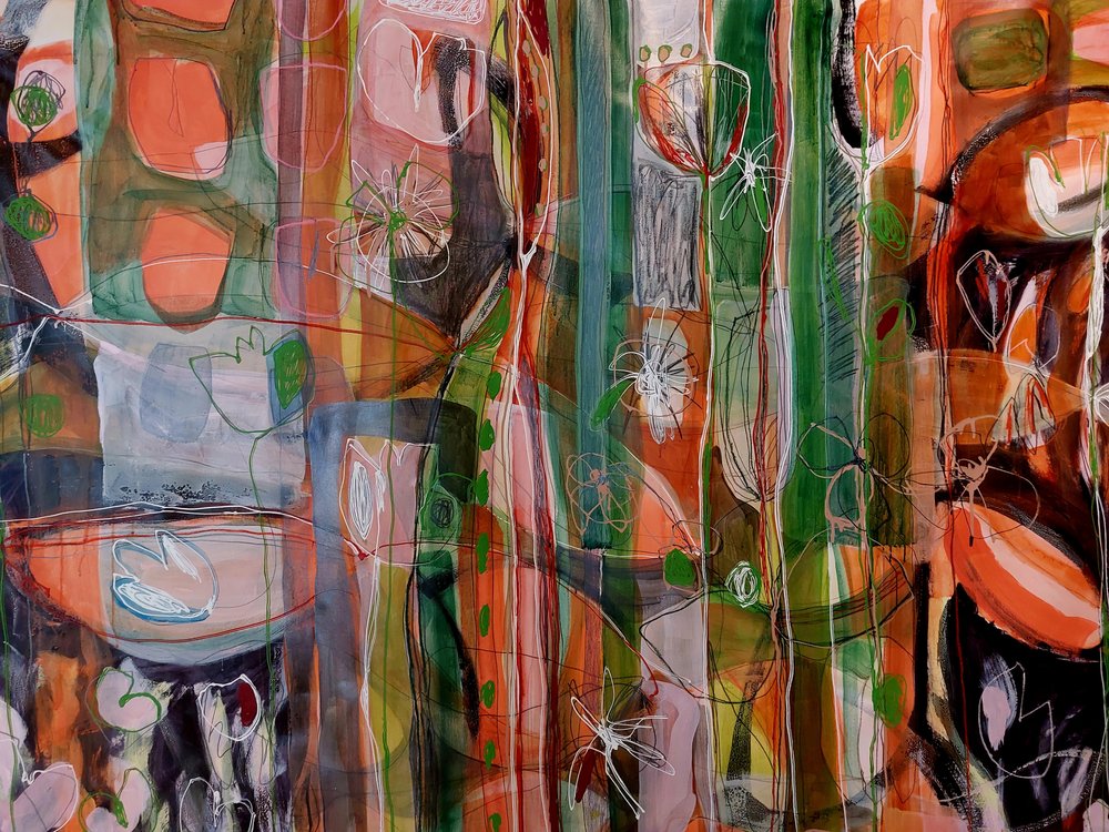 Levendige abstracte tuin door Monika Riethmueller
