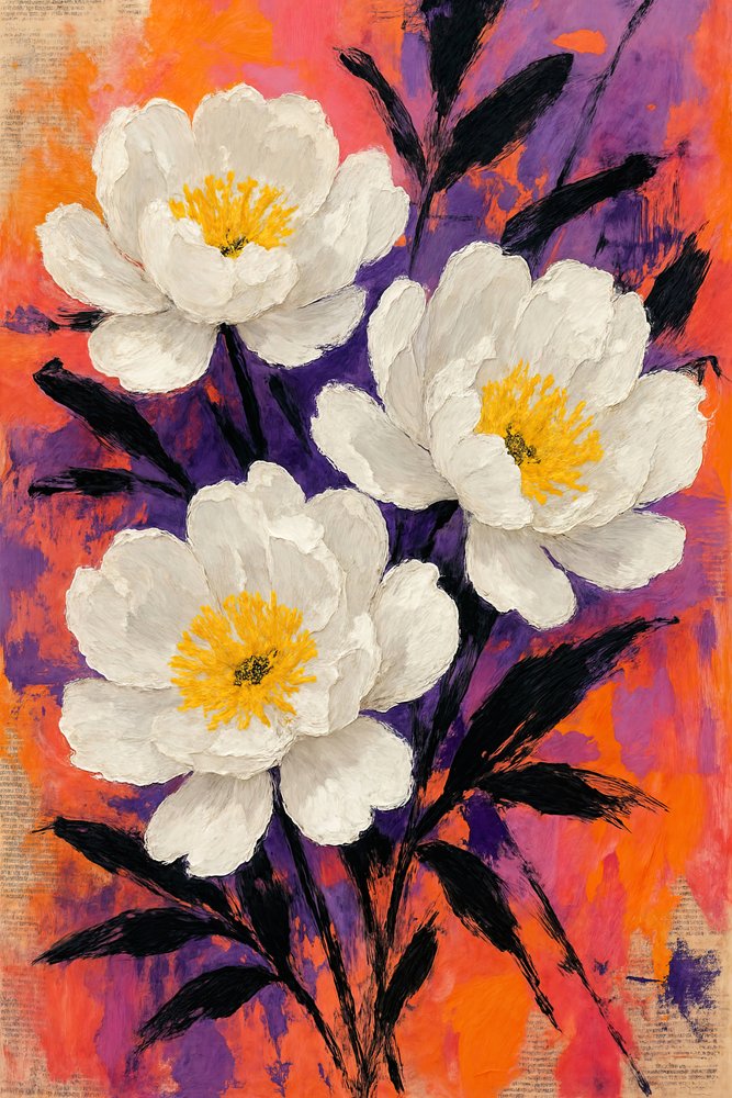 Abstracte pioenrozen in bloei door Natalie Bruns