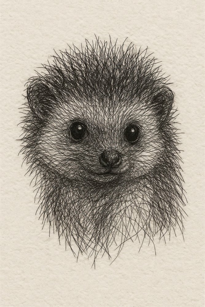 Schets van een baby-egel door Natalie Bruns
