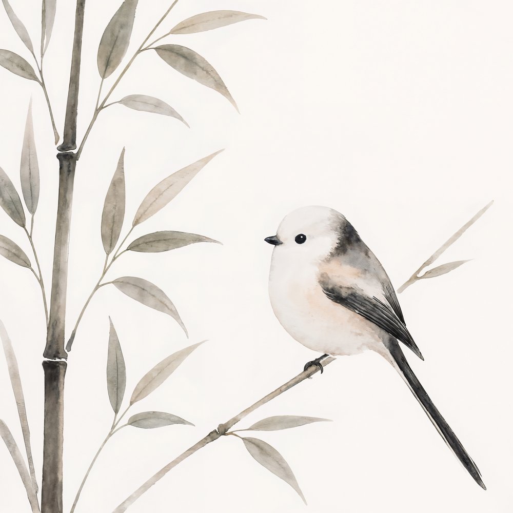 Verfijnde vogel op bamboe door Natalie Bruns
