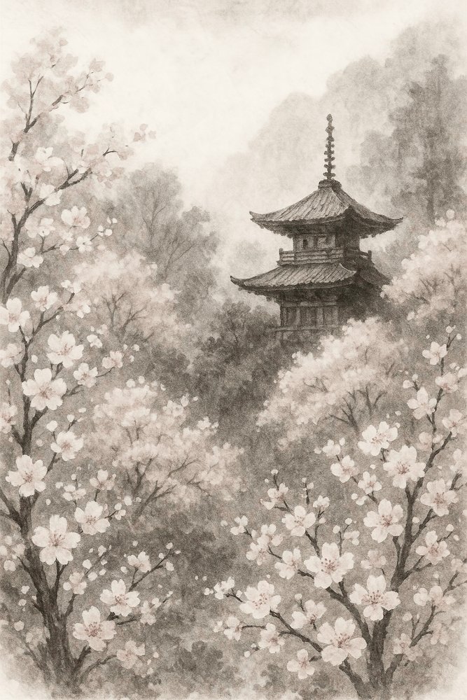 Japanse pagodekersenbloesems door Natalie Bruns
