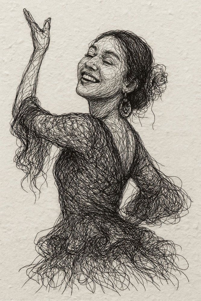Lachende flamencodanseres door Natalie Bruns
