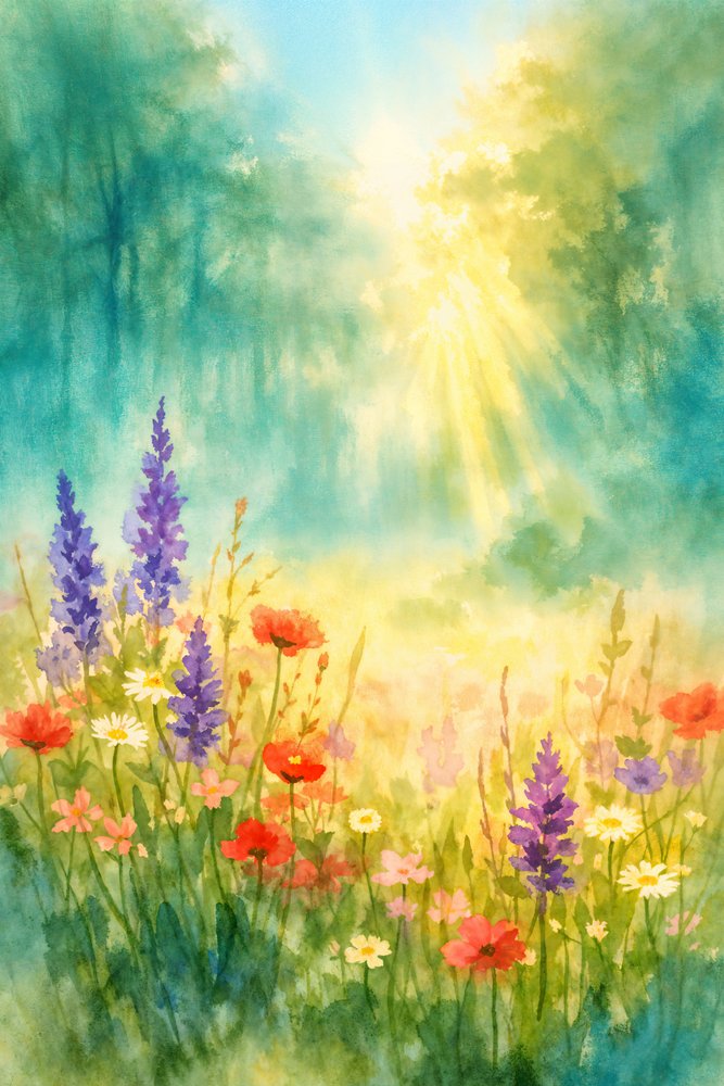 Zonnige wilde bloemenweide door Natalie Bruns