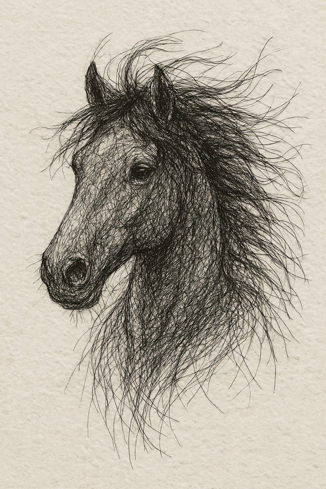 Schets van een wild paard door Natalie Bruns