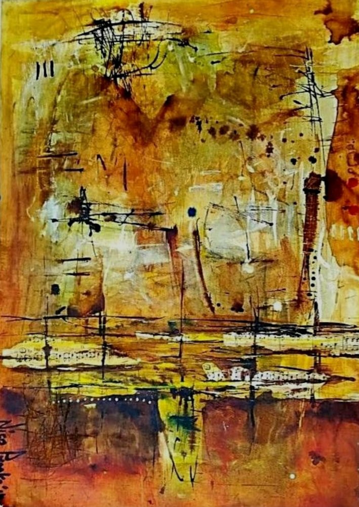 Gouden abstracte lagen door Nico Phooko