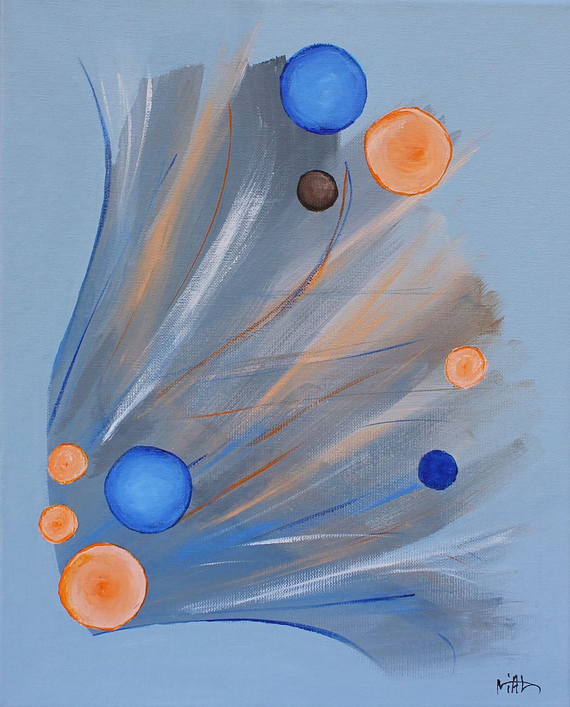Dynamische blauw-oranje bollen door Nicolas Alsterdal
