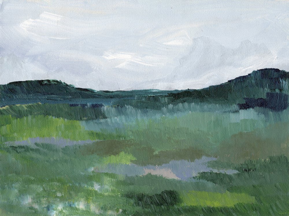 Groen abstract landschap door Nikita Jariwala