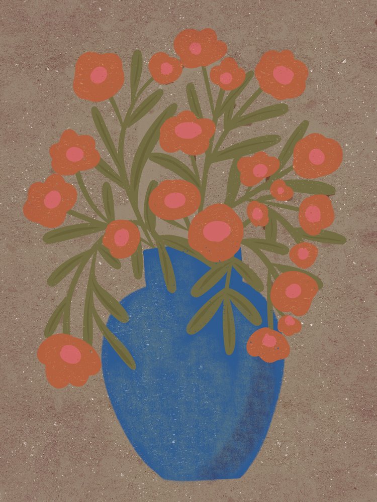 Rustieke oranje bloemenvaas door Nikita Jariwala