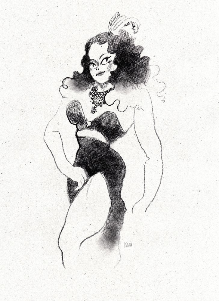 Retro Burlesque-diva door Olga Skomorokhova