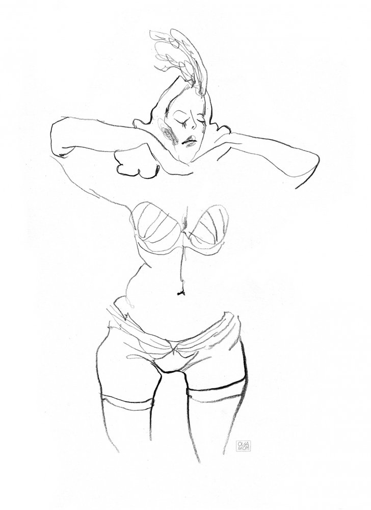 Sensuele lingerie-tekening door Olga Skomorokhova