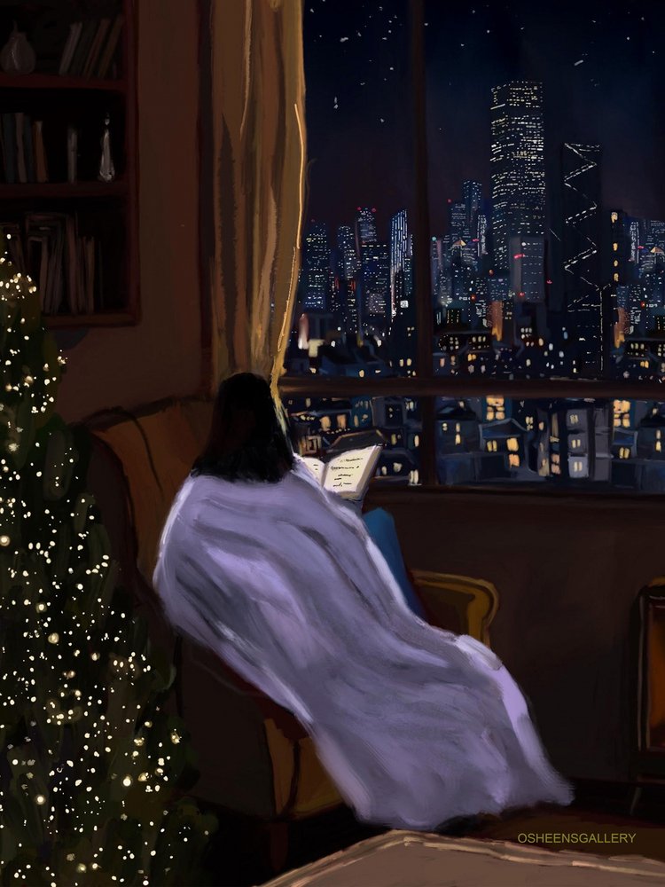 Gezellige kerstnacht in de stad door Osheensgallery