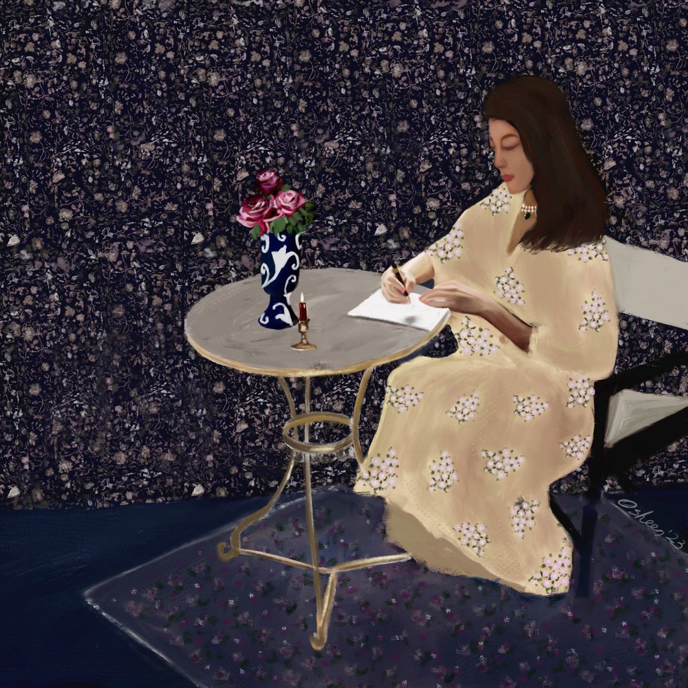 Elegante schrijvende vrouw door Osheensgallery