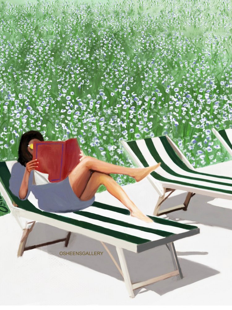 Ontspannend lezen in de tuin door Osheensgallery
