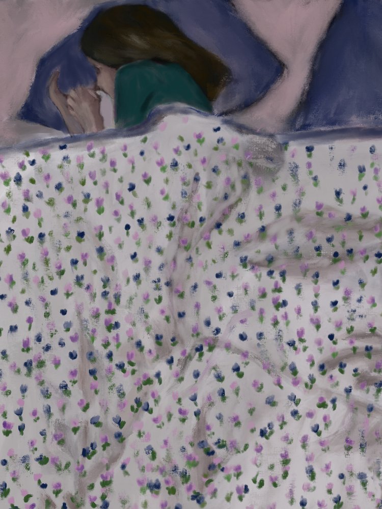 Vrouw in een bloemenbed door Osheensgallery