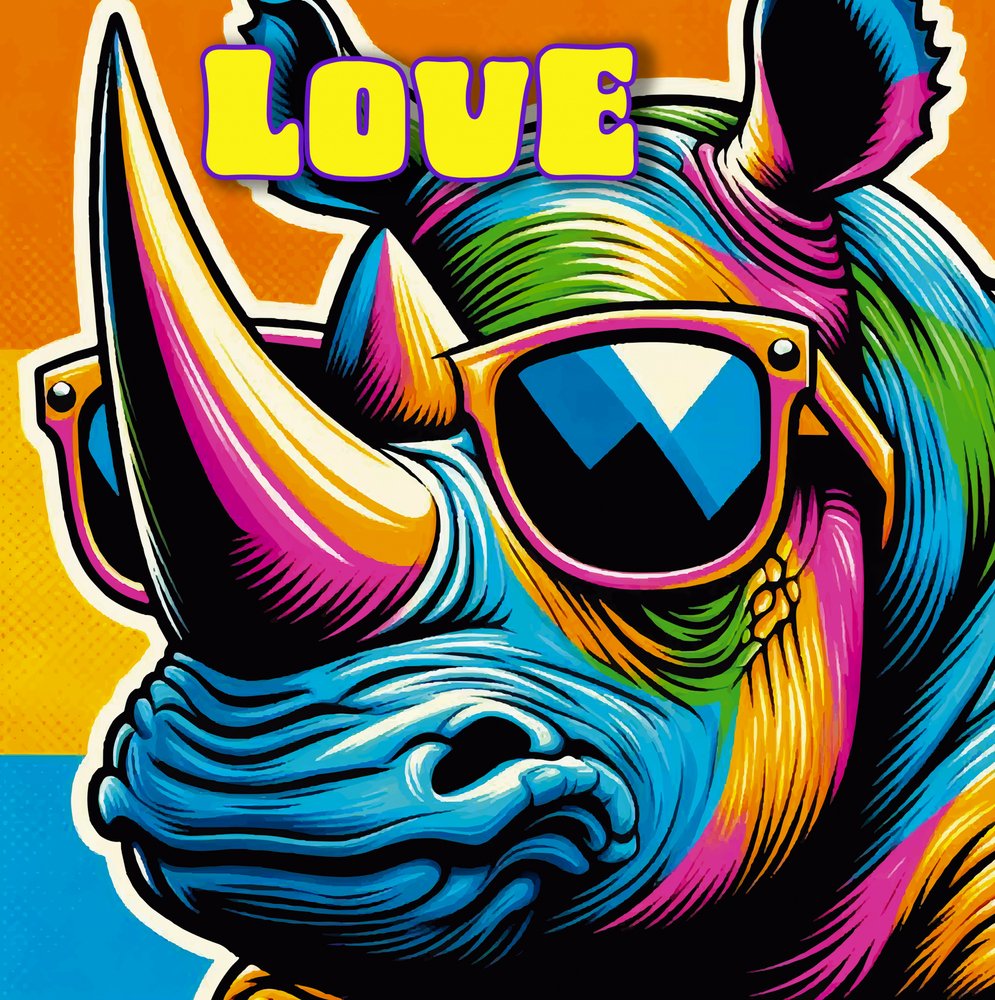 Coole Rhino Love-zonnebril door Osvaldo Russo