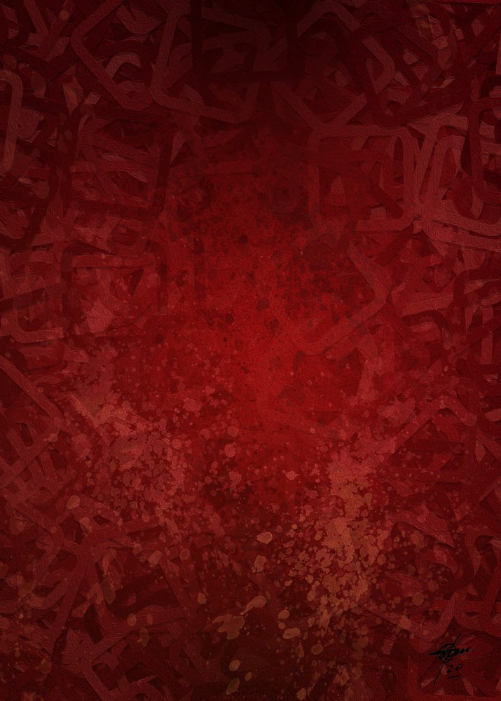 Dieprood abstract spetterwerk door Osvaldo Russo