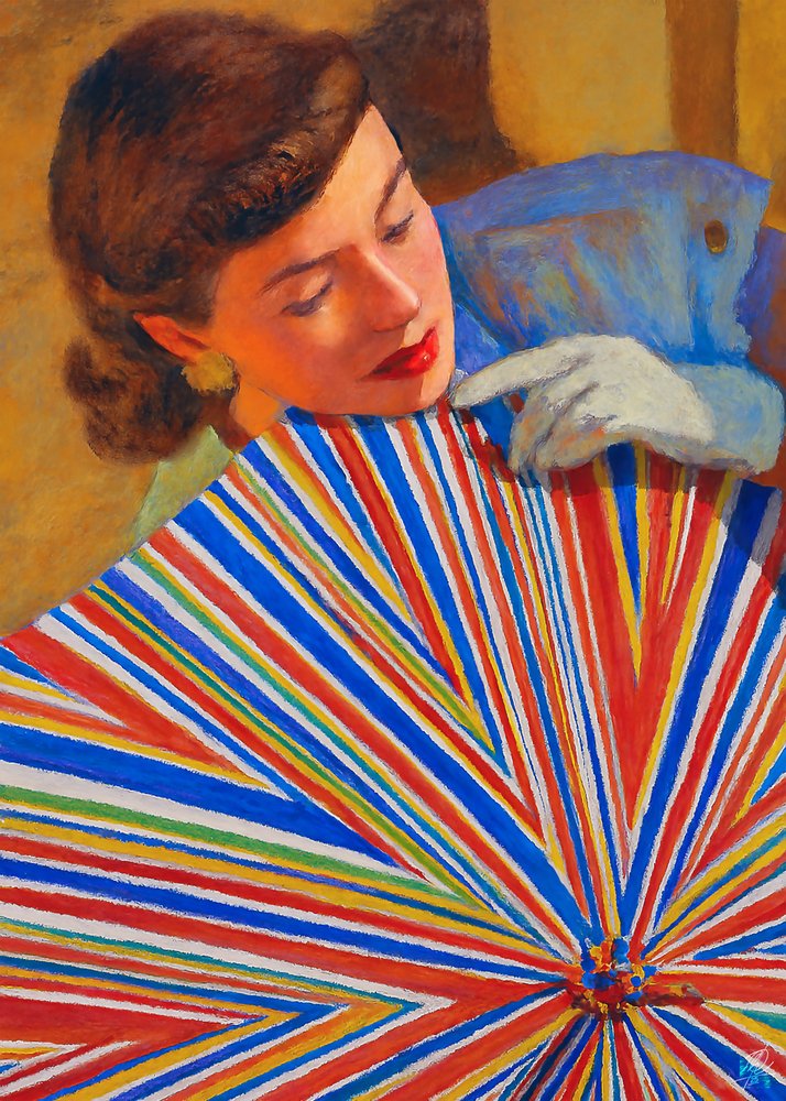 Elegante gestreepte damesparaplu door Osvaldo Russo