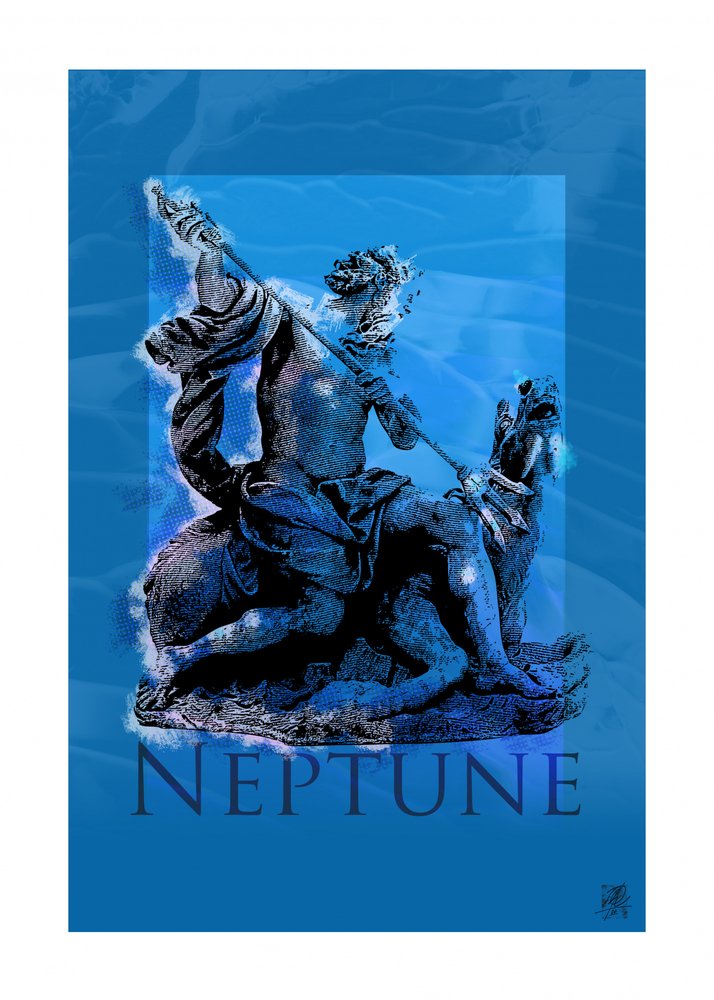 Beeld van Neptunus, de zeegod door Osvaldo Russo