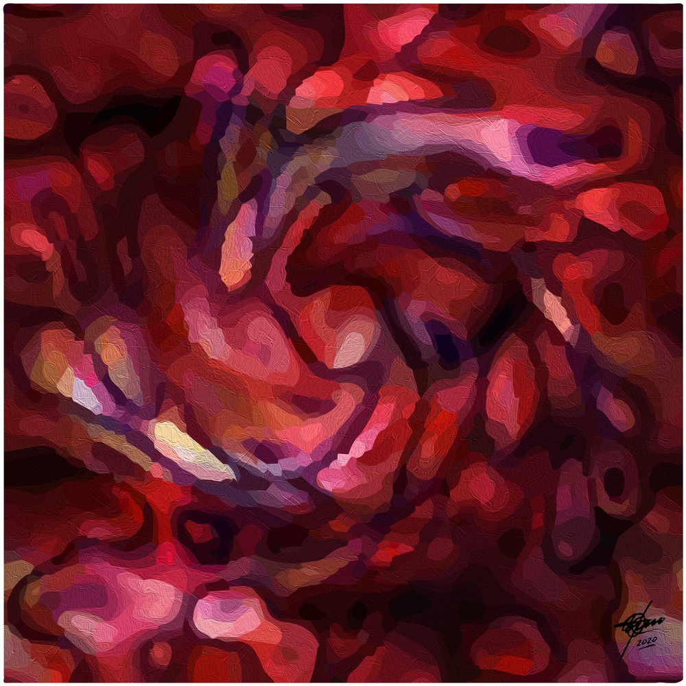 Levendige abstracte karmozijnrode stroom door Osvaldo Russo