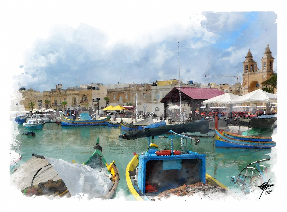 De bruisende haven van Malta door Osvaldo Russo