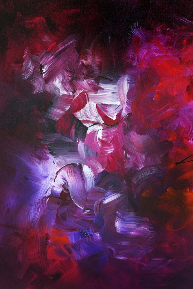 Levendige abstracte penseelstreken door Paresh Nrshinga FRSA