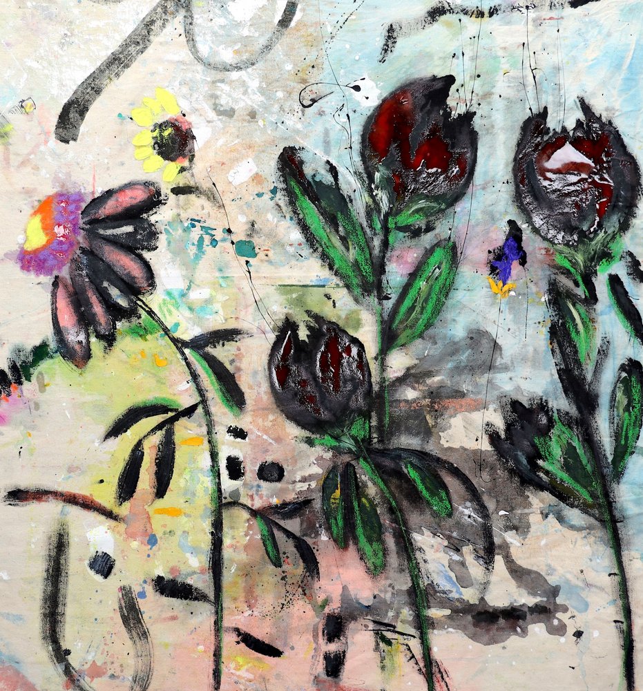 Stemmige abstracte bloemen door Poonam Choudhary