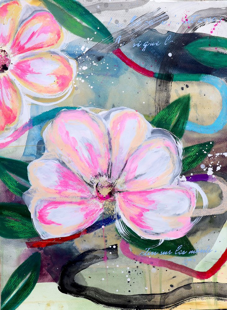 Roze bloemen, abstract door Poonam Choudhary
