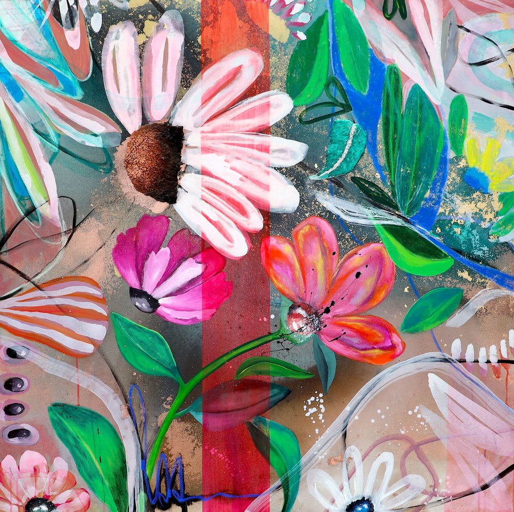Levendige abstracte bloemen door Poonam Choudhary