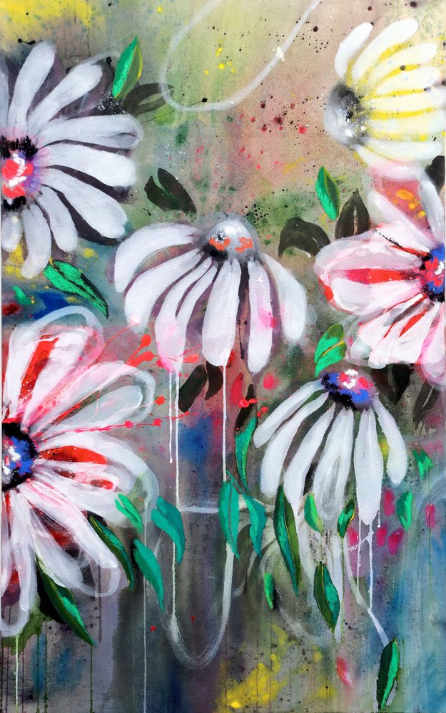 Levendige abstracte bloemen door Poonam Choudhary