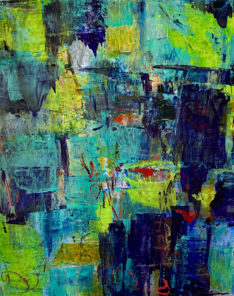 Abstracte lagen in blauwgroen door Preston Harmon
