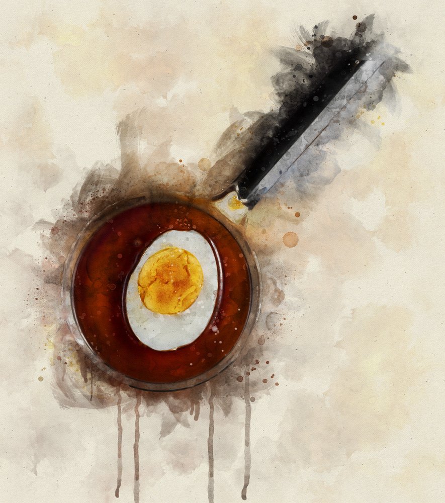 Ei-curry in aquarel door Razvan Bulus