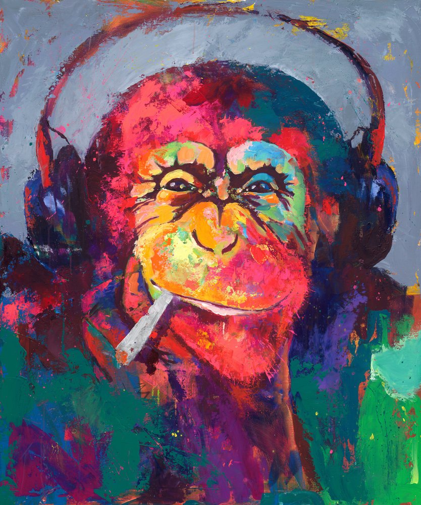Kleurrijke Monkey-hoofdtelefoon door Renate Holzner