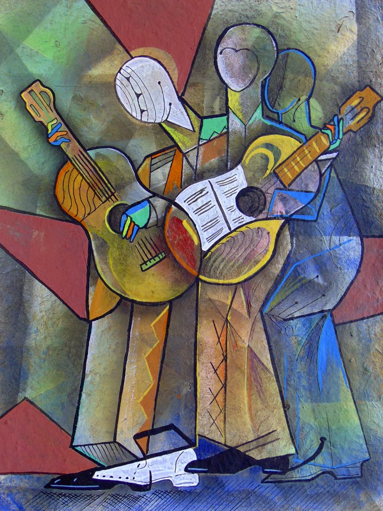 Kubistische gitaristen door Ricardo Maya