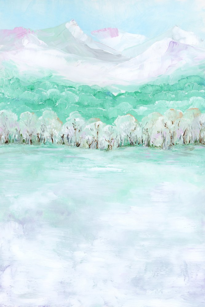 Pastelkleurig berglandschap door Rosana Laiz Blursbyai