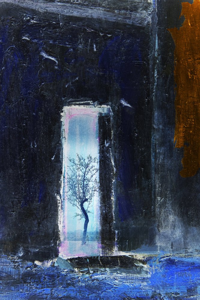 Venster met een eenzame boom door Rudi Jacobs