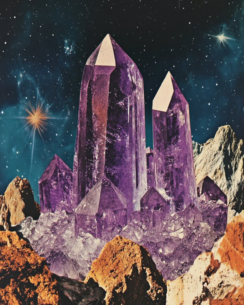 Kosmisch landschap van amethist door Samantha Hearn
