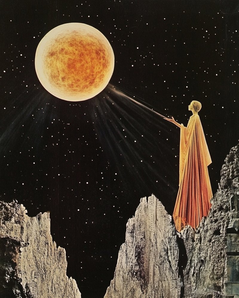 Figuur onder de kosmische maan door Samantha Hearn