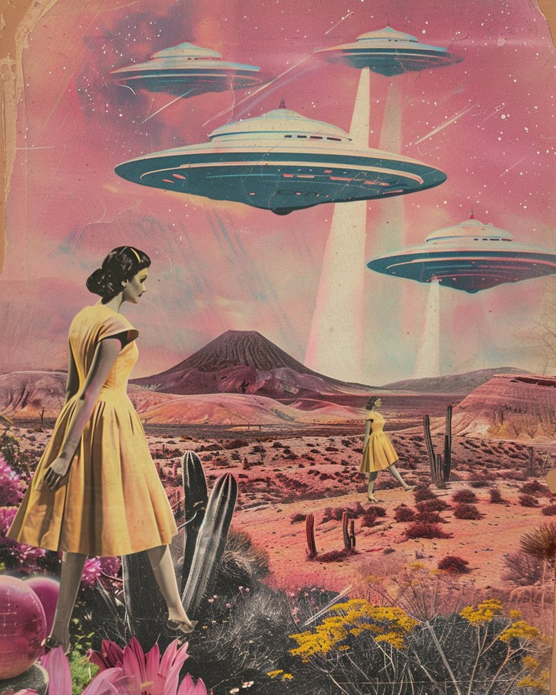Vintage woestijn-UFO-dames door Samantha Hearn
