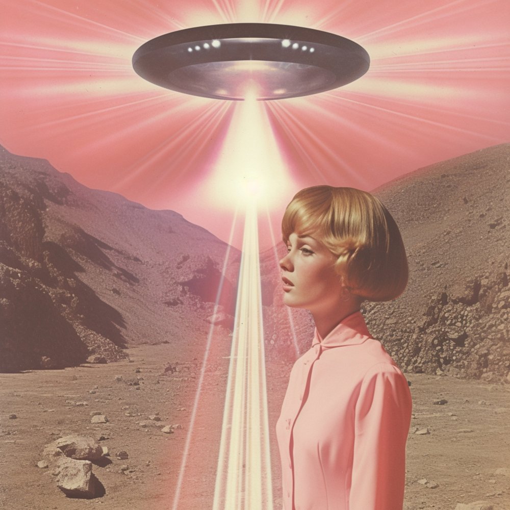 Vrouw onder de straal van een UFO door Samantha Hearn