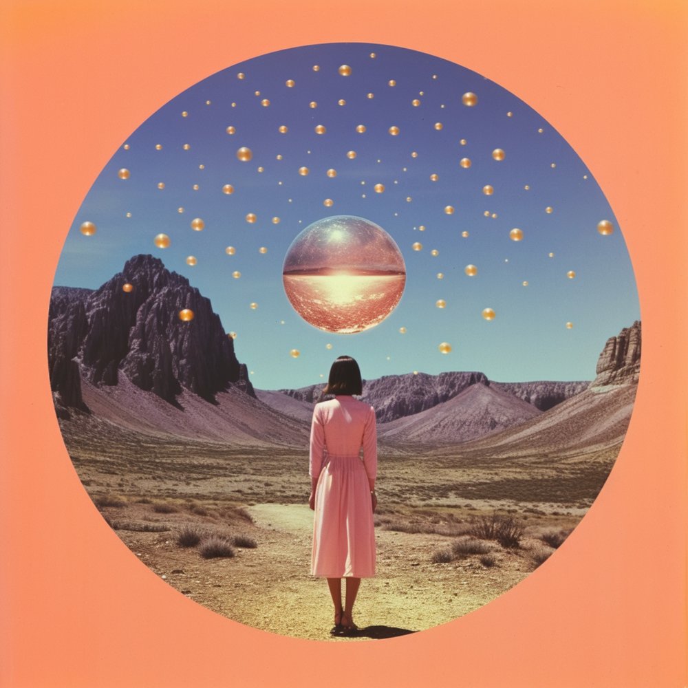 Vrouw in een surrealistische woestijn door Samantha Hearn