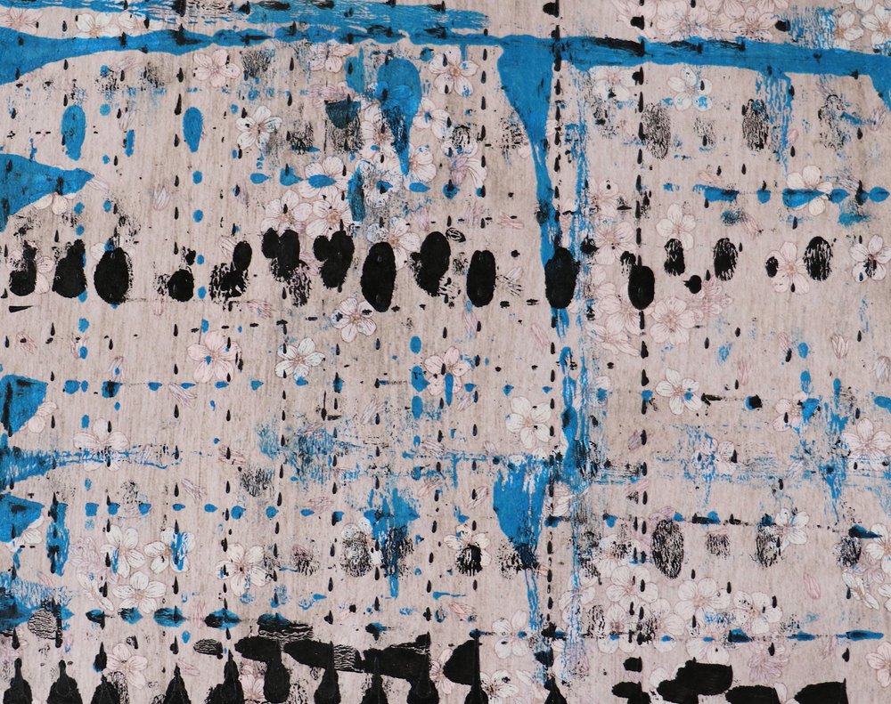 Abstracte blauwe bloemendruppels door Santhosh ch