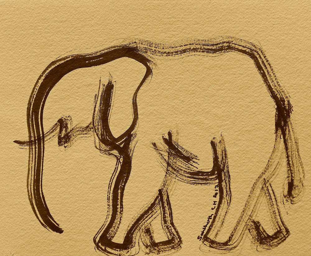 Abstracte penseelstreken van een olifant door Santhosh ch
