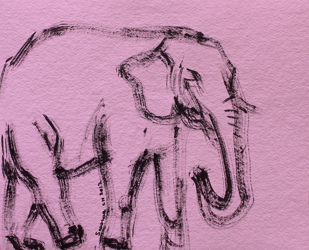 Abstracte roze olifant door Santhosh ch